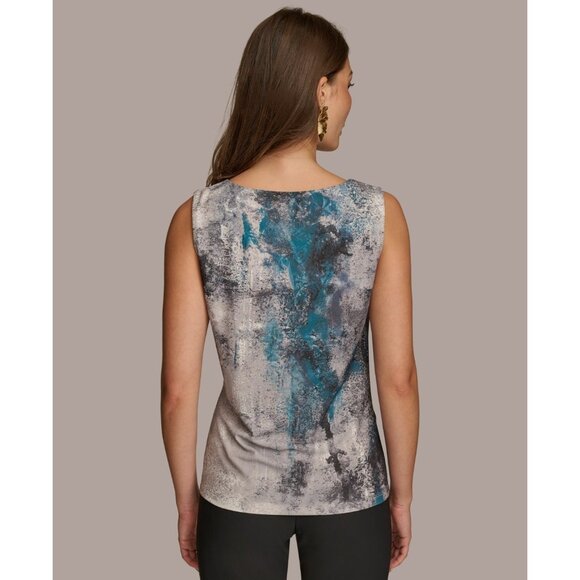 Donna Karan Women's Printed Sleeveless Blouse Blue Size XS MSRP $69 - Picture 6 of 6